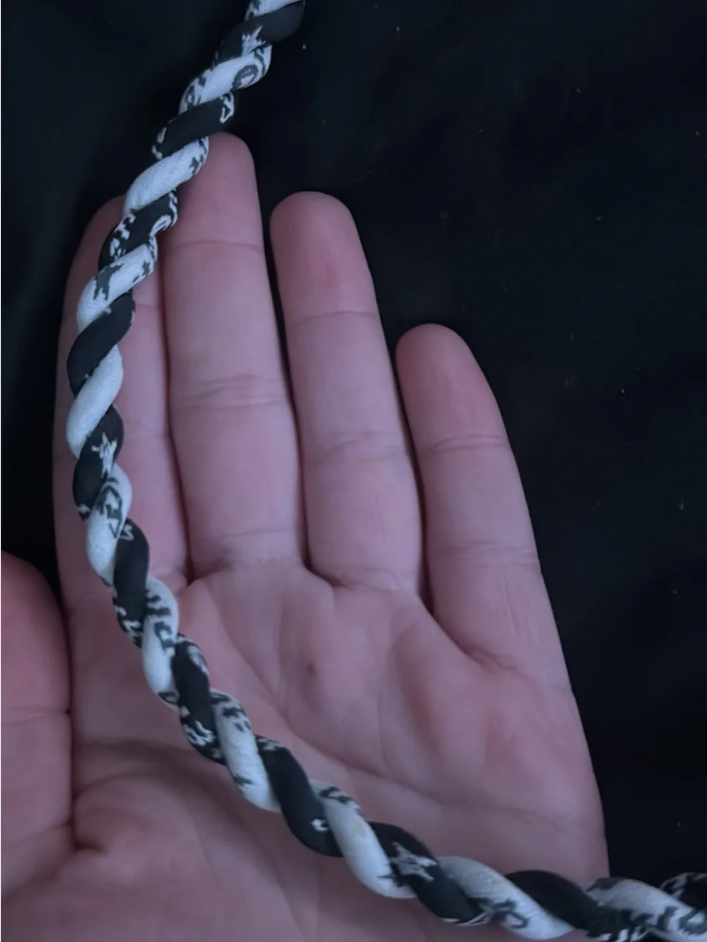 Black and White Braided Lanyard with Clip